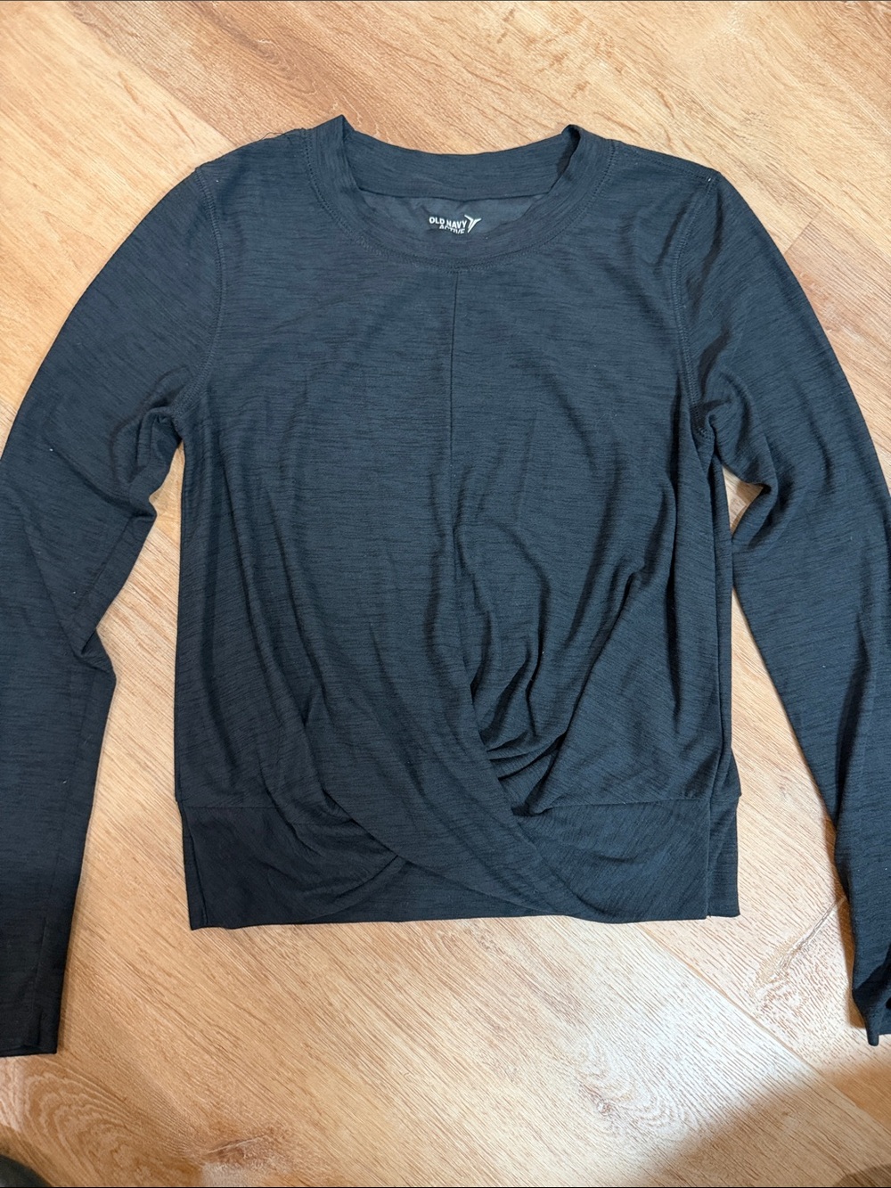 Old Navy Black Twist-Hem Long Sleeve Top